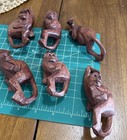 6 Vintage Hand Carved Wooden Hanging Monkey  Chain