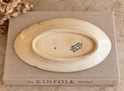 Antique French Terre De Fer Brienne Hb   Cie Blue White Oval Ravier Serving Dish