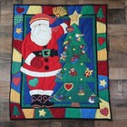 Christmas Quilt Santa Claus Throw Blanket Wall Hanging Quilted 33 By 39 