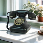 Retro Black Corded Telephone 1930s Vintage Landline Analog Phone Home Office