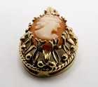 Vintage Antique 14k Solid Yellow Gold Cameo Soldi Back Pendant