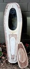 Antique Childs Coffin- Victorian Wavy Viewing Glass White Brown Frame-wooden