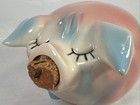1957 Hull Pottery Corky Pig Bank Piggy Bank Pink Blue Original Cork Damaged