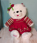 2017 Dan Dee Snowflake Teddy Girl Bear Red White 19  Plush Stuffed New Holiday