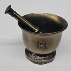 Dr  John Nogran Metal Mortar   Pestle Set Marked R - Apothecary Style