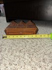 Tramp Art Hand Carved Wood Jewelry Trinket Box 9 5    Notched Multi Layered   1949