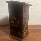 Vintage Solid Carved Wood Cabinet Herb Spice Chest Box Ornate Metal D  cor  r1 1 