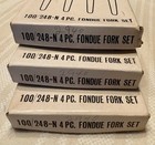 3 Vintage Matching 4-pc Mcm Stainless Steel   Wood Fondue Fork Sets  12 In All 