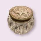 Vintage Vanity Dresser Trinket Powder Jar Crystal Jar Scalloped Glass