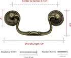 8 Pack Antique Brass Cabinet Pulls  3-1 4 Inch Hole Centers Vintage Drawer Handl