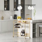Gold Bar Cart For The Home  Bar Cart With Wine Rack And Glass Holder  2-tier    