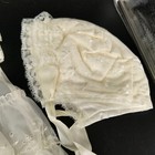 Vintage Baby Child Baptism Christening Dress Hat Cap Bonnet White Lace Ruffle