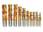10 Pcs Tin M2 Hss Titanium Coated End Mill Set 4 Flutes Cutting Tools End Mill