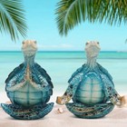 Set Of 2 Sea Turtle Yoga Figurines - Summer Meditating Turtle Decor For Sprin   