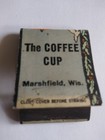 Vintage Rare Collectible Matchbook Cover Ephemera The Coffee Cup Marshfield   
