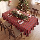 Christmas Plaid Ruffled Tablecloth 60x84 Inch Rectangle - Festive Holiday Decor