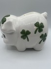 Vintage Lefton Ceramic Shamrock Irish  Piggy Bank Hand Painted 8  Plays Music