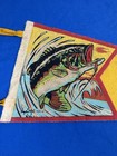 Vintage Felt Pennant  margaretville  Ny  Hooked Largemouth Bass 26 5 l