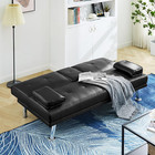 Convertible Futon Sofa Bed Sleeper Couch For Living Room  Modern Pu Leather Upho