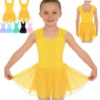 Girls Sleeveless Ballet Dance Dress Mesh Tutu Dress Backless Figure Ice Skating