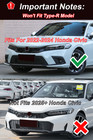 For 22-2024 Honda Civic 11th Yofer Glossy Black Pearl Front Bumper Lip Splitter
