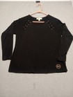 Michael Kors Top Blouse Women s Size Large Black Criss Cross Accents Casual