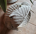 Mcm Olivier Cajan White Rattan Wicker Frog Magazine Waste Basket Trash Can