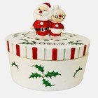 Vintage Lipper   Mann Holt Howard Era Santa   Mrs  Claus Cheese Crock Pixieware