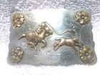 Gold Western Calf Roping Buckle Gold Flowers Hand Engraved Ricardo Nickel Silver