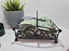 Vintage Mid-century Modern Mcm Ornate Metal Steel Napkin Mail Holder Dark Brown