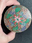 Vintage Chinese Cloisonne Enamel Brass Trinket Box Covered Container Lid