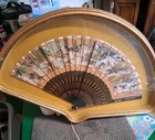 Vintage Hand-painted Folding Fan  Nicely Framed
