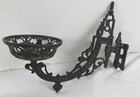 Antique Ornate Cast Iron Wall Mount With Ornate Glass Oil Lamp And Bracket