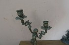 Vintage Sculpture Gilt Metal Art Deco Figural Angel Candelabra Candle Holder 12 