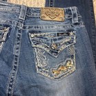 Y2k Miss Me Bootcut Straight Leg Jeans With Sequins And Rhinestone Designs
