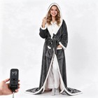 Heated Robe Blanket 50x72 In With Hood  Foot Pocket  Sleeves  10 Settings  Timer