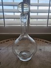 Vintage  Etched Glass Liquor Wine Brandy Decanter   Glass Ball Stopper   13 5  
