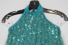 Balera Sq3647 Teal Green blue Halter Tunic Mini Dress Circle Sequins Lc L Child