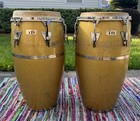 Vintage Lp Palisades Nj Fiberglass Gold Sparkle Conga And Tumba Drums