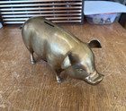 Vintage Heavy Brass Piggy Bank 11 Inches Long Pig Bank
