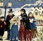Needlepoint Tapestry Table Runner Village Christmas Carolers Church Horse Sleigh
