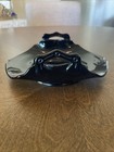 Antique L E Smith Mt Pleasant Black Amethyst Glass Curved Edge Bon Bon Dish