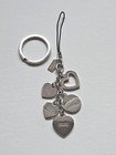 Coach Vintage Love Heart Crystal Silver Key Ring Keychain Phone Or Purse Charm