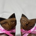 Vintage Hand Carved Wood Siamese Cat Figurines Pair 4  Lot 2