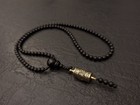 Black Ebony Wood Mala Necklace 108 Beads Tibetan Rotating Prayer Wheel Pendant