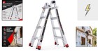 Aluminum Ladder 18 Ft Multi-position 5-in-1 Extendable Heavy Duty Silver 300 Lb