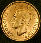 1947 Canada Cent Au Red-brown Blunt 7 No Maple Leaf King George Vi Canadian