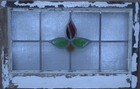 Abstract Midsize Old English Leaded Stained Glass Window 25 5  X 16 