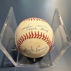 Willie Mays Willie Mccovey Dual Signed Baseball Auto Score Board Coa Giants Hof