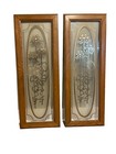 Antique Etched  Textured Glass  Floral Window   Cabinet Door